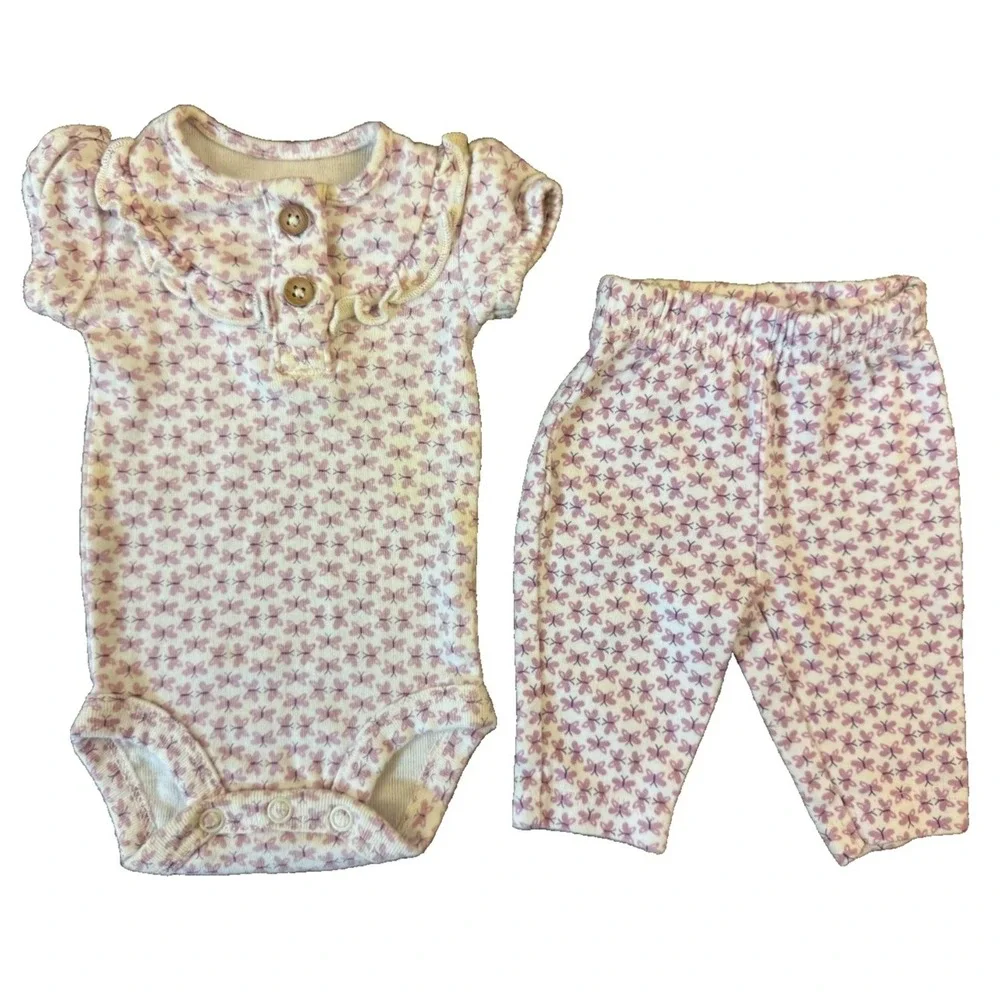 Child of Mine Baby Girl Preemie Purple Butterfly Outfit Bodysuit Pants Clothes